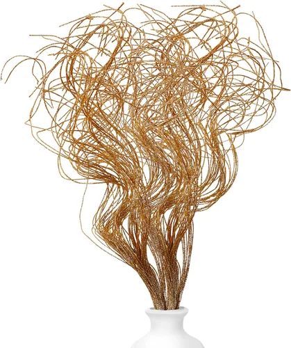 Vista 16 de Ramas Curly Ting Ting con Purpurina Ramas de Navidad Relleno para Jarrones Ramitas Curly Artificiales para Árbol de Navidad Guirnalda Corona Azul