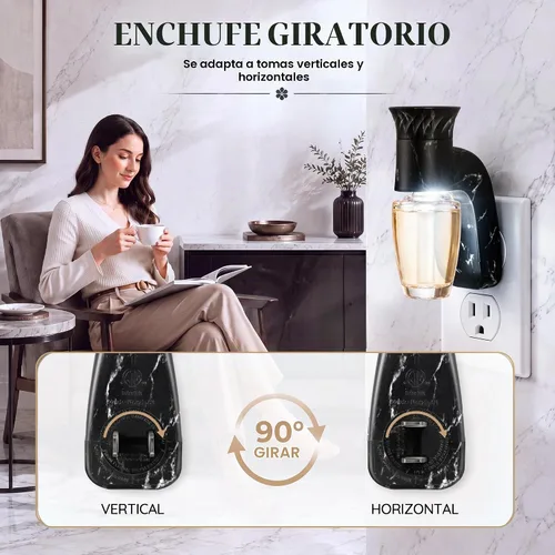 Vista 4 de Hohean 2 piezas de enchufe de fragancia de pared con luz nocturna compatible con fragancia WallFlower Bath & Body Works, certificado ETL, difusor