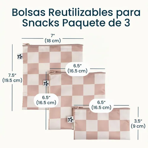 Vista 6 de Tiny Twinkle Bolsas reutilizables para bocadillos para niños – paquete de 3 bolsas para aperitivos y bolsa para sándwich para niños pequeños