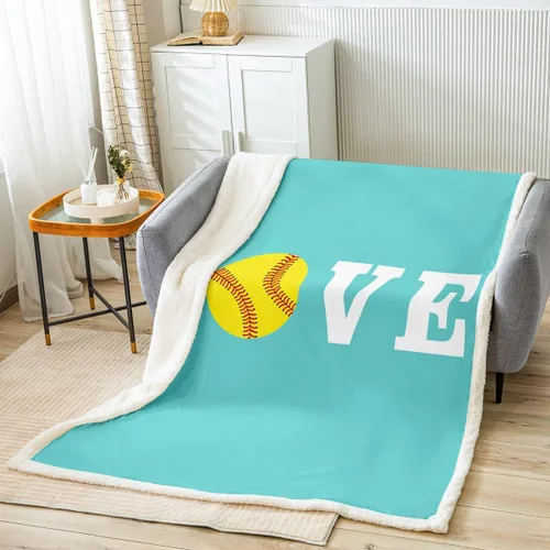 Vista 28 de Feelyou Football Throw Blanket Basketball Sports Soft Fleece Sherpa Cozy Fuzzy Plush Warm Soccer Ball Game Fuzzy Plush Throw Black Baseball Gaming