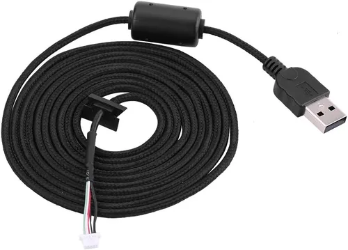 Vista 4 de Cable USB para ratón, línea de extensión de ratón USB de 6.6 ft, accesorio de reparación de cable de repuesto para mouse Logitech G9G9X, color negro