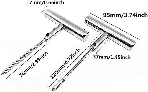 Vista 8 de Kit de reparación de neumáticos, kit de reparación de neumáticos de acero con herramientas de inserción de mango en T, 4 herramientas de sonda