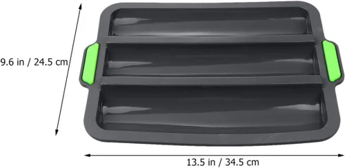 Vista 4 de Hemoton Molde de silicona para baguette, bandeja de pan francés, forma de pan, molde para hornear pan, molde para subrollo, tostado, negro, 13.6 x