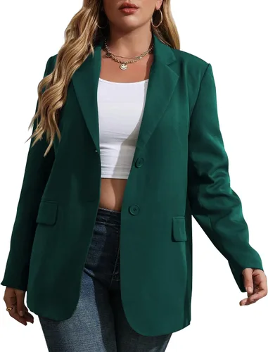 Vista 6 de Womens Plus Size Casual Blazer Jackets Long Sleeve Open Front Buttons Work Office Lapel Blazers with Pockets