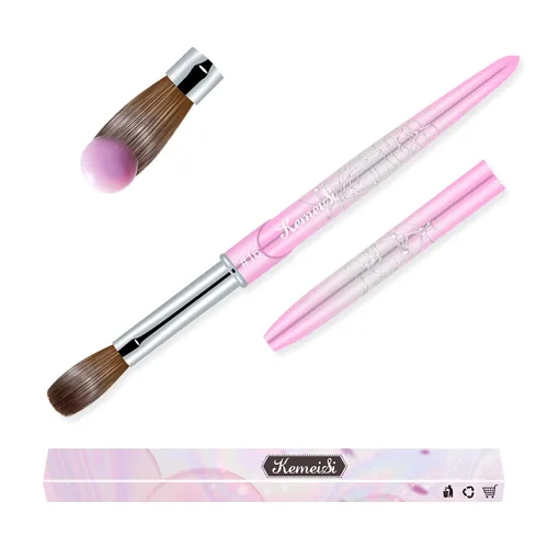 Vista 12 de Pincel para uñas acrílicas tamaño 16, pinceles de arte de uñas 100% puro Kolinsky de KEMEISI con mango resistente, forma ovalada, herramientas