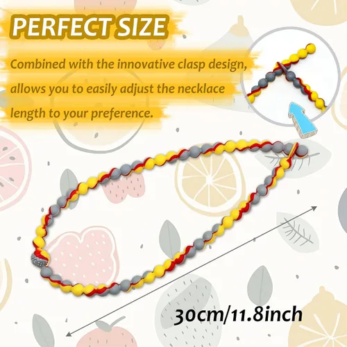 Vista 2 de Collar de dentición para bebés pequeños, collares masticables para niños y niñas sensoriales – 2 piezas de collar masticable de silicona juguetes