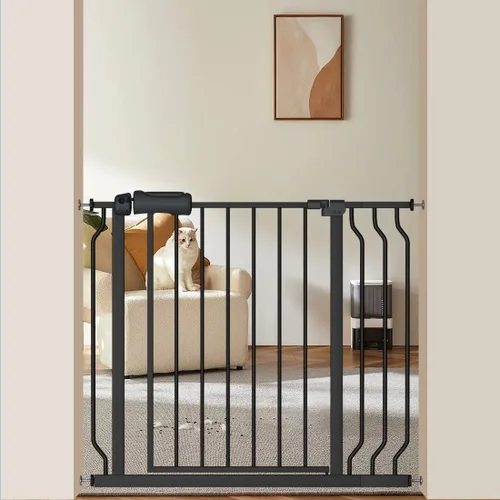 Vista 4 de Puerta extra ancha para bebés con extensiones de 4.72 pulgadas, paso, cierre automático, puerta de seguridad infantil de montaje a presión