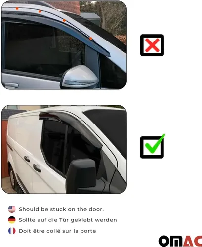 Vista 5 de OMAC Deflector de protección contra la lluvia de la visera de ventana para Dodge Sprinter 2003-2006 Humo 2 piezas