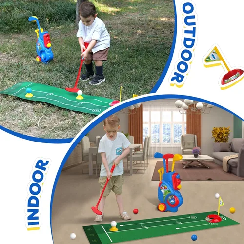 Vista 4 de Liberry Juego de Golf para Niños Pequeños de 2, 3 y 4 años Niños Niñas, Juego Mejorado de Palos de Golf para Niños con Carrito, Tapete de Putting