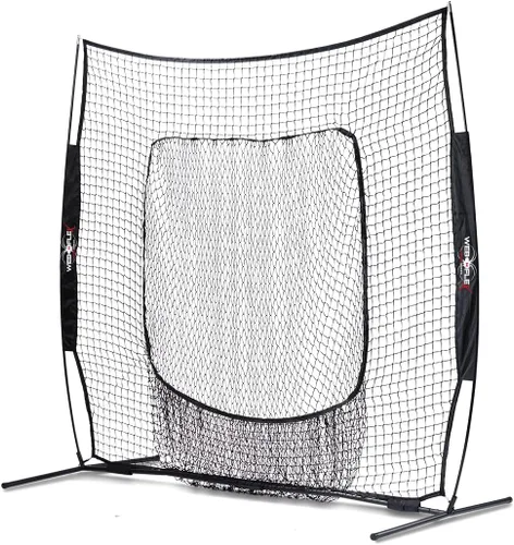 Vista 10 de Web Flex® 7x7 ft Portable Baseball & Softball Batting Practice Screen Net, Durable Nylon & Metal Frame, Protective Batting Net for Pitching &