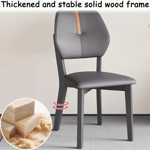 Vista 5 de YVYKFZD Solid Wood Dining Chairs Set, Leather Dining Room Chair, Armless Kitchen Chairs with Back, Upholstered Living Room Chair, for Bedroom Dark