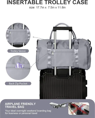 Vista 4 de Bolsa de lona de viaje bolsas de fin de semana para mujeres y hombres bolsa de transporte durante la noche bolsa de hospital bolsa de gimnasio