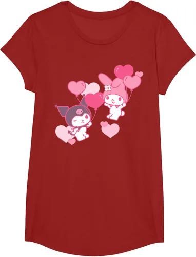 Vista 51 de Camiseta de My Melody y Kuromi con corazones del Día de San Valentín Negro