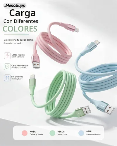 Vista 2 de Cargador para iPhone de carga rápida, paquete de 3 cables Lightning de 10 pies con certificación MFi MFi Certified Fast Charging for iPhone