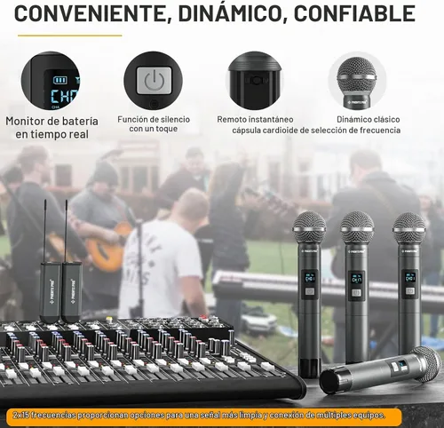 Vista 4 de Phenyx Pro Sistema de micrófono inalámbrico digital dual UHF PDP-2-2H