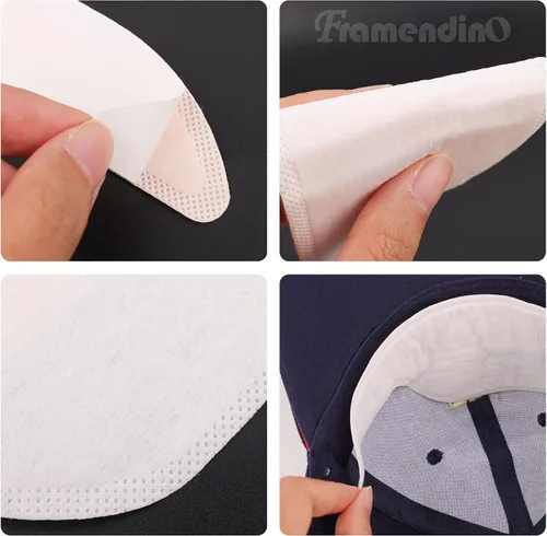 Vista 7 de Framendino, Paquete de 100 almohadillas desechables para gorro de golf para hombres y mujeres, color blanco, Blanco