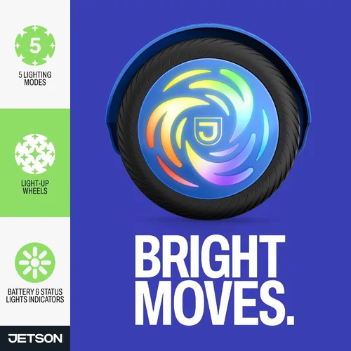 Vista 4 de Jetson Axis - Tabla de gravedad iluminada, tabla de montar eléctrica autoequilibrada para niños con ruedas iluminadas LED, altavoz Bluetooth