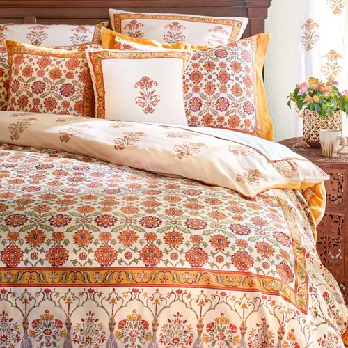 Vista 11 de Saffron Marigold Funda de edredón tamaño individual, 100% algodón, reversible, estampado a mano, decorativa, para decoración de dormitorio, diseño