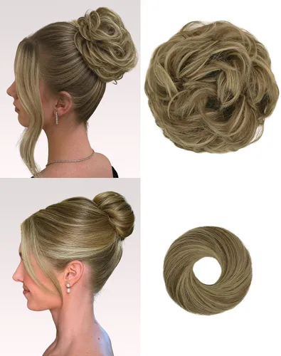 Vista 18 de 2 piezas de cabello desordenado moño sintético extensiones de moño Caoba