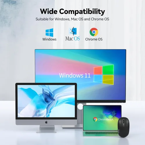 Vista 7 de Tecknet Mouse inalámbrico, mouse silencioso de 2.4 GHz con receptor USB, 4 botones, portátil, inalámbrico, para Chromebook, laptop, computadora
