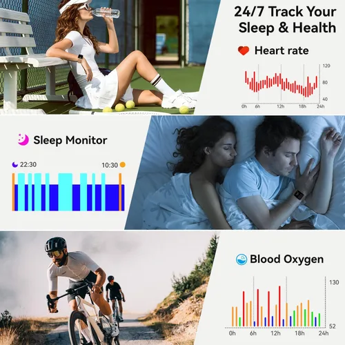 Vista 3 de Reloj inteligente para hombres y mujeres, rastreador de ejercicio: resistente al agua, respuesta de llamadas Bluetooth, haz relojes inteligentes
