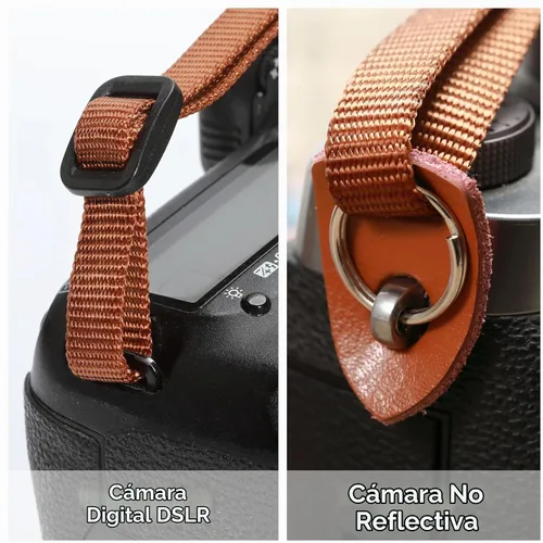 Vista 4 de Padwa Lifestyle Helios Moon God - Correa para cámara de 2 pulgadas, doble capa, extremos de piel vacuna, correas de cámara para fotógrafos, tejido