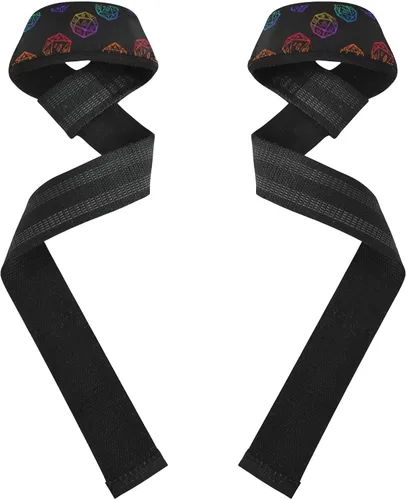 Vista 2 de Colorful Gradient Dice Wrist Wraps and Lifting Straps Neoprene Padded Deadlift Strap for Workout, Gym, Powerlifting, Bodybuilding