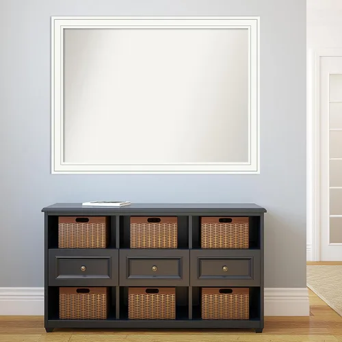 Vista 4 de Amanti Art Espejo personalizado, espejo de baño blanco Craftsman, espejo de pared o espejo de tocador de baño sobre el fregadero (37 x 49 pulgadas)