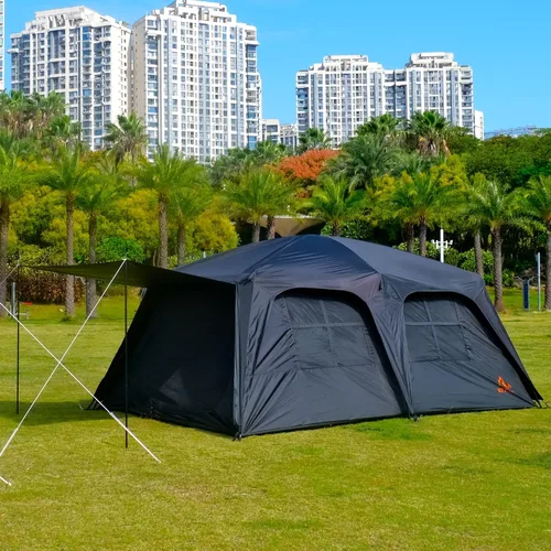 Vista 6 de KTT Extra Large Tent 6-10-12-14 Person(A),Family Cabin Tents,2 Rooms,3 Doors and 3 Windows with Mesh,Straight Wall,Waterproof,Double Layer,Big Tent