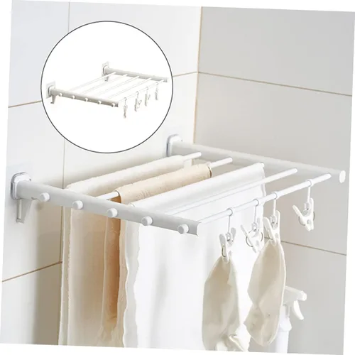 Vista 7 de Cabilock Estante de secado de ropa plegable extensible para uso en interiores y exteriores, diseño de ahorro de espacio con función telescópica