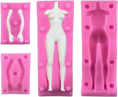 Vista 3 de 2 paquetes de hombres y mujeres, modelo de cuerpo masculino, femenino, moldes de silicona para fondant, molde de arcilla de yeso, molde