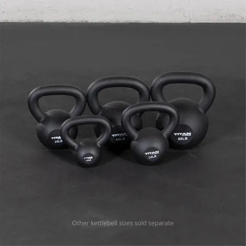 Vista 7 de Titan Fitness Pesa rusa de hierro fundido de 20 libras, fundición de una sola pieza, marcas LB, entrenamiento de cuerpo completo