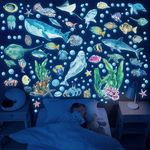 Vista 8 de Calcomanías de pared de construcción que brillan en la oscuridad, calcomanías de pared de construcción luminosas, calcomanías autoadhesivas que