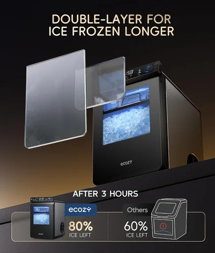 Vista 3 de ecozy Encimera de la máquina de hielo de pepita, máquina de hielo de 44 Plateado