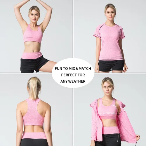 Vista 3 de TONGXinHUA - Conjunto de 5 piezas de entrenamiento para mujer trajes deportivos para hacer yoga bailar fitness