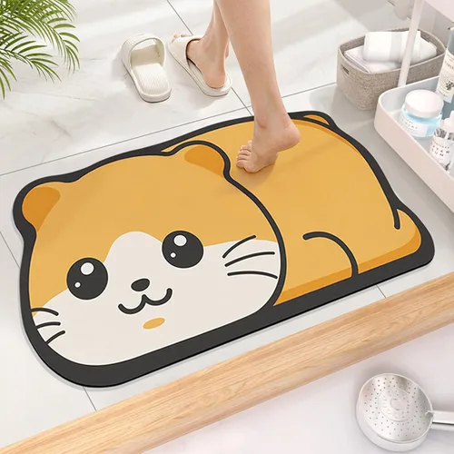 Vista 10 de Tapete de baño súper absorbente, tapete de entrada antideslizante con dibujos animados, cojín de secado rápido para suelo de baño y ducha