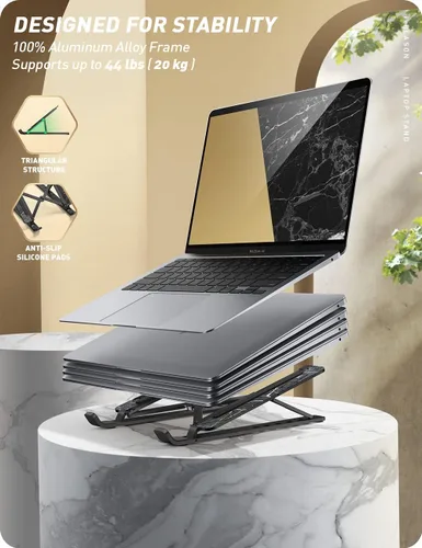 Vista 4 de i-Blason Cosmo - Soporte elevador ajustable de aleación de aluminio para laptop con soporte multiángulo compatible con MacBook Pro/MacBook Air, Negro
