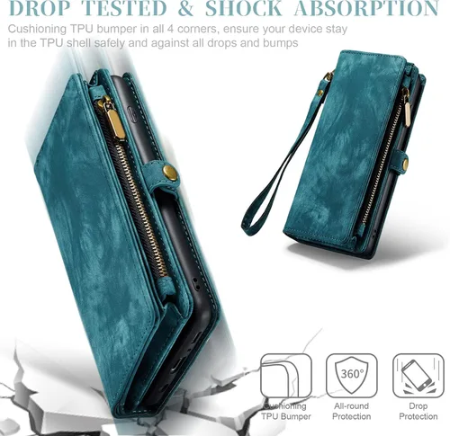 Vista 7 de Asuwish Funda de teléfono para Samsung Galaxy S10 Plus con cierre de cremallera, protector de pantalla de vidrio templado y tarjetero abatible