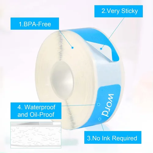 Vista 3 de 3 rollos de cinta para impresora de etiquetas Phomemo D30, 0.472 in x 1.575 in, calcomanías de papel térmico, impermeable, autoadhesivas, repuesto