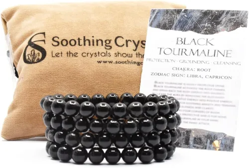 Vista 2 de Soothing Crystal Bracelets for Women Men 8mm Round Stone Beaded 75-Inch Stretch Chakra Bracelet for Healing Positivity Anxiety Gemstone Spiritual