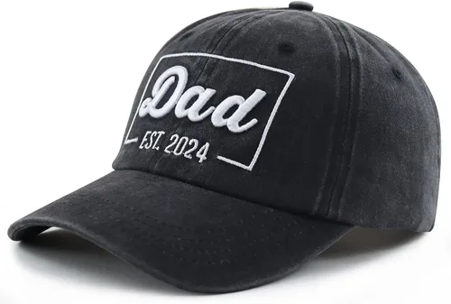Vista 2 de Funny Dad Est 2023 - Gorra de béisbol para hombre, ajustable de algodón lavado bordado en 3D