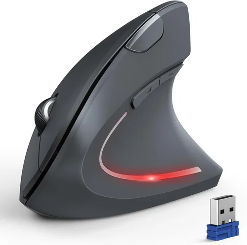 Vista 10 de TECKNET Ratón Ergonómico, Ratón Vertical Inalámbrico Bluetooth, Seguimiento Óptico 4800 DPI, 6 DPI Ajustables, Clics Silenciosos, 2.4GHz