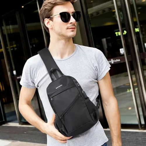 Vista 3 de BOSTANTEN Bolso bandolera, mochila cruzada para el hombro, bolsa de pecho para hombres y mujeres, viajes, senderismo, mochila casual