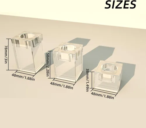 Vista 2 de Juego de 3 candelabros orgánicos transparentes – Centros de mesa de velas modernos para mesa de comedor, sala de estar y decoración de chimenea