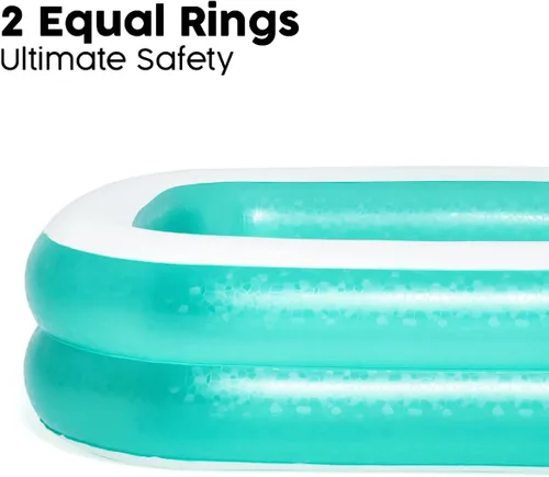 Vista 4 de Piscina inflable rectangular para la familia color azul