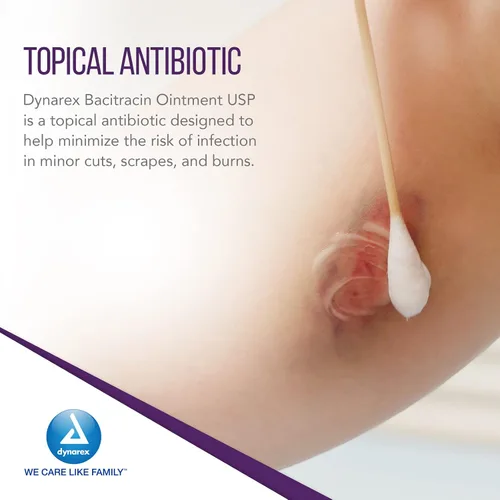 Vista 3 de Dynarex Bacitracin Zinc Ungüento USP Crema de quemaduras y ungüento antibiótico para cortes menores, erupciones de pañales, cuidado de heridas
