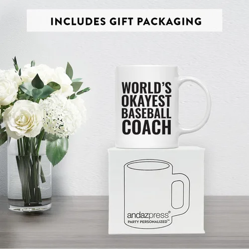 Vista 5 de Andaz Press Taza de café de 11 onzas, regalo de broma para profesores, entrenador de béisbol más bueno del mundo, paquete de 1, taza de café