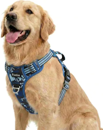 Vista 56 de Funfox Arnés para perro sin tirones, arnés de chaleco ajustable para mascotas, material súper suave con mango vertical, fácil control, paseo