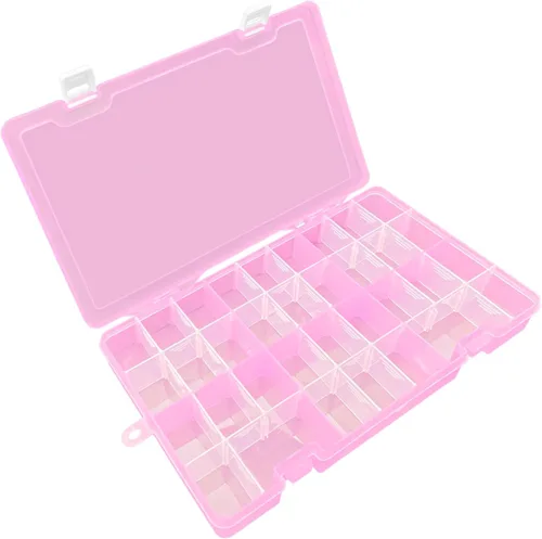 Vista 8 de DUOFIRE Organizador de plástico, caja de almacenamiento, divisor ajustable, compartimento de rejilla extraíble, caja de ranura transparente grande