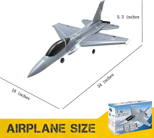 Vista 8 de Avión RC de 4 canales RC Avión 2.4Ghz RC Jet listo para volar F-16 Fighter Falcon Avión de control remoto para adultos con sistema estabilizador